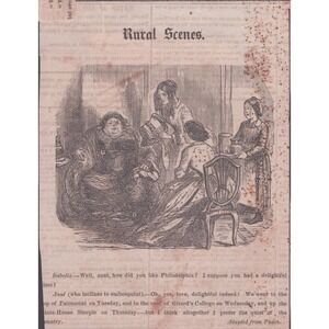 Antique 1850s Saturday Evening Post Clipping Rural Scenes Philadelphia Woodcut